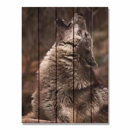 RICKI&APOSS RUGS 28 x 36 in. Crying Wolf Inside & Outside Cedar Wall Art RI264295